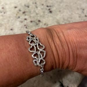 Silver diamond stimulated adjustable bracelet
